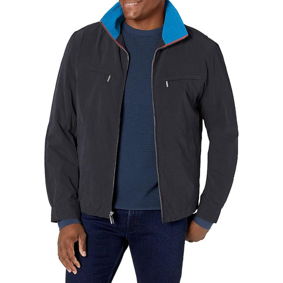 London Fog Men's Navy Microfiber Jacket - Small - Bomber Jacket - Picture 1 of 2